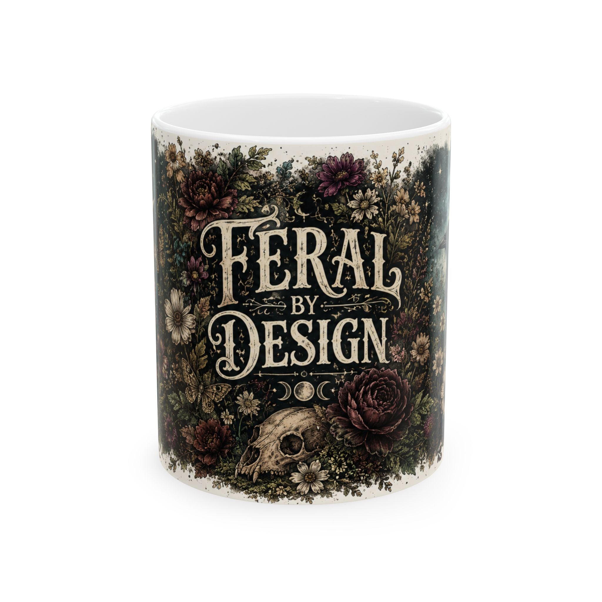 Feral by Design Floral Skull Ceramic Mug (11oz & 15oz)